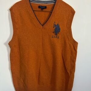 U.S. Polo Assn. Men's V-Neck Orange Sweater Vest